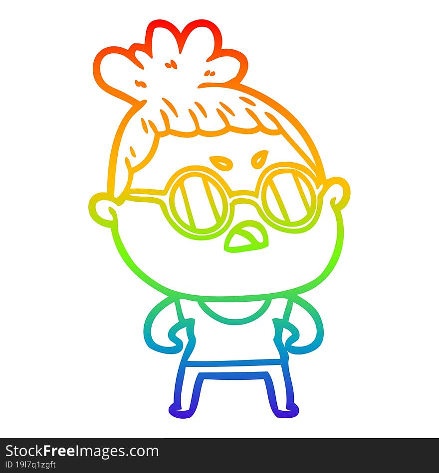 rainbow gradient line drawing cartoon annoyed woman