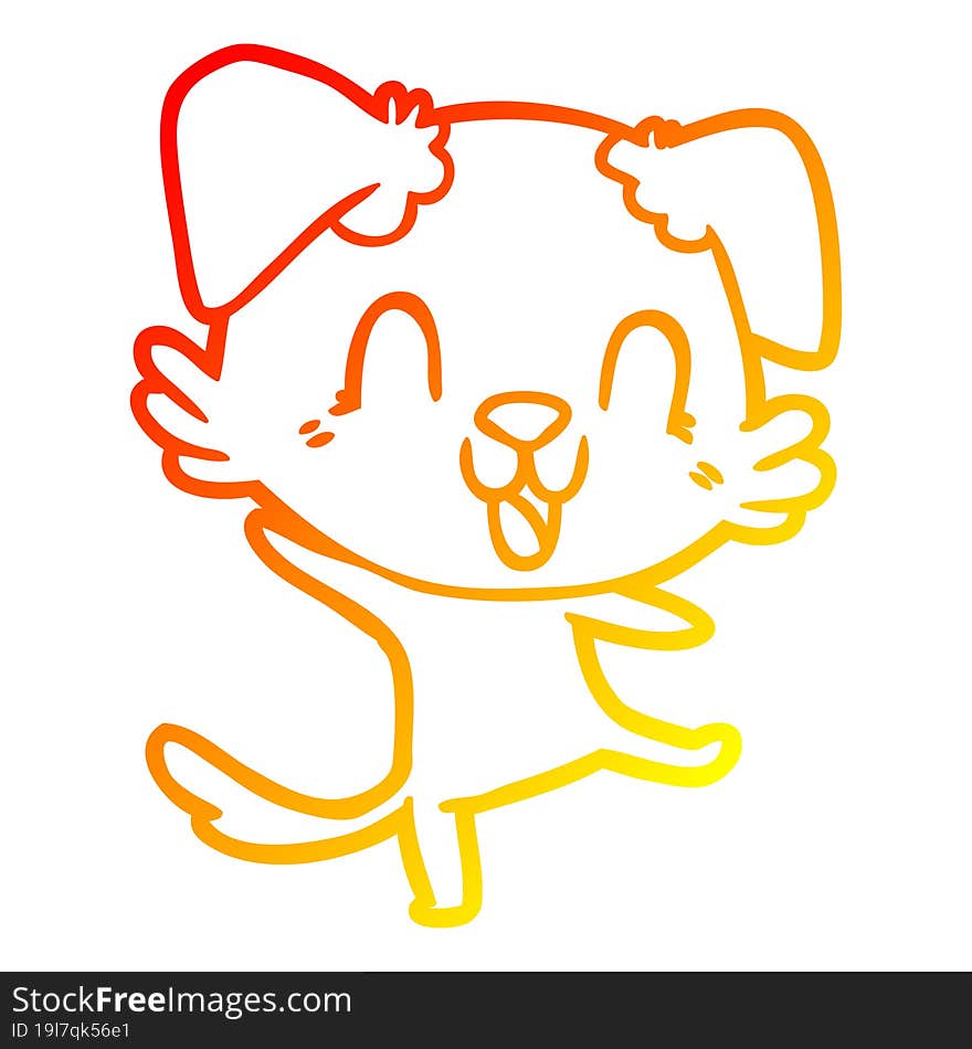 warm gradient line drawing of a laughing cartoon dog