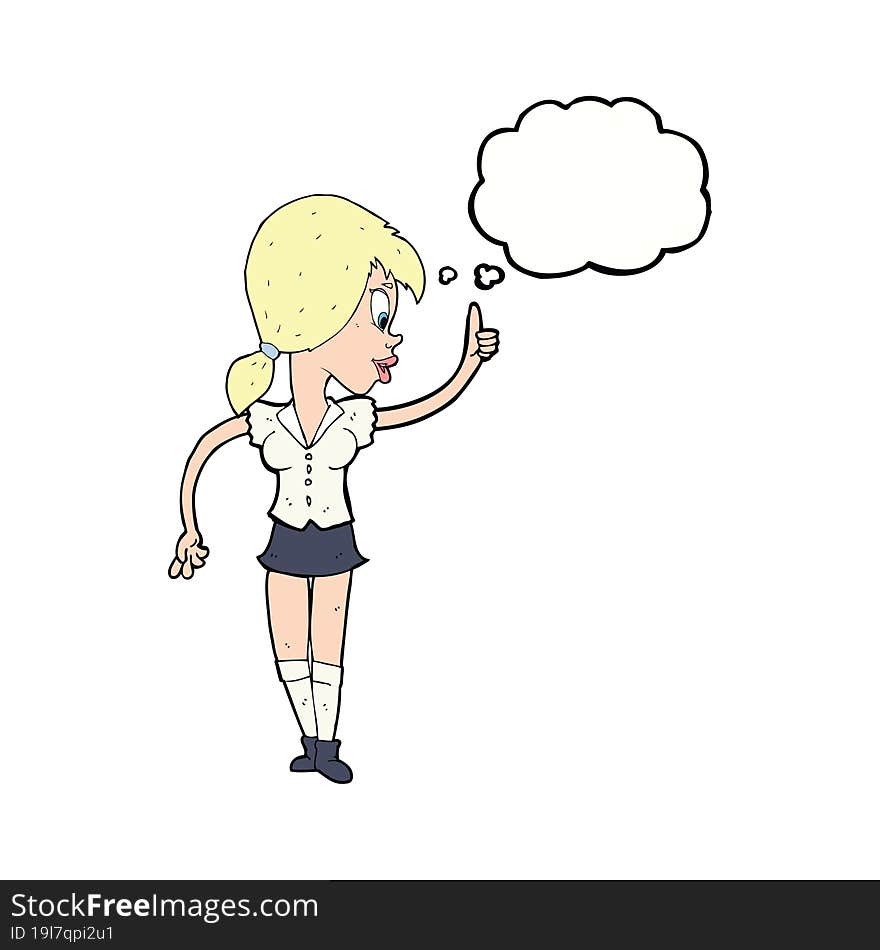 cartoon girl with idea with thought bubble