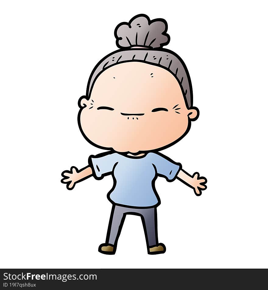 cartoon peaceful old woman. cartoon peaceful old woman