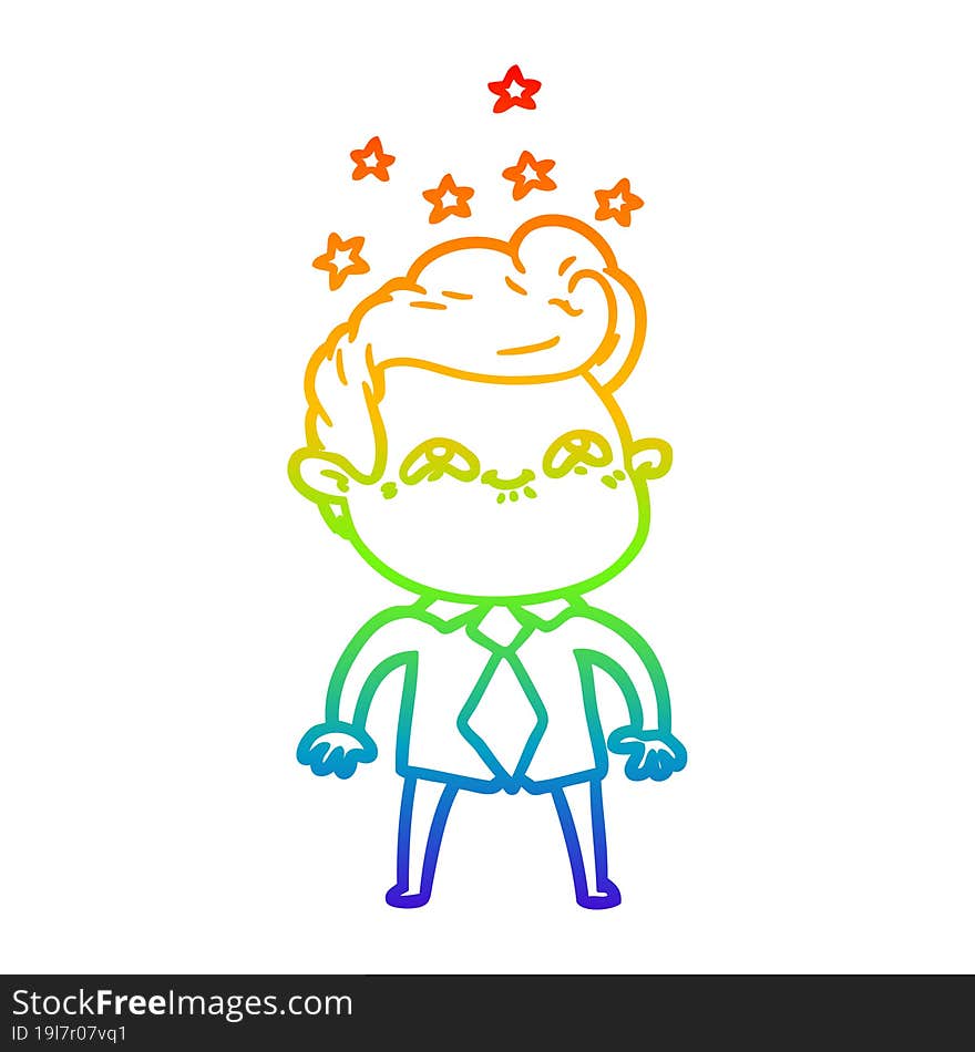 rainbow gradient line drawing cartoon excited man