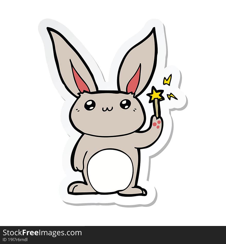 Sticker Of A Cute Cartoon Rabbit