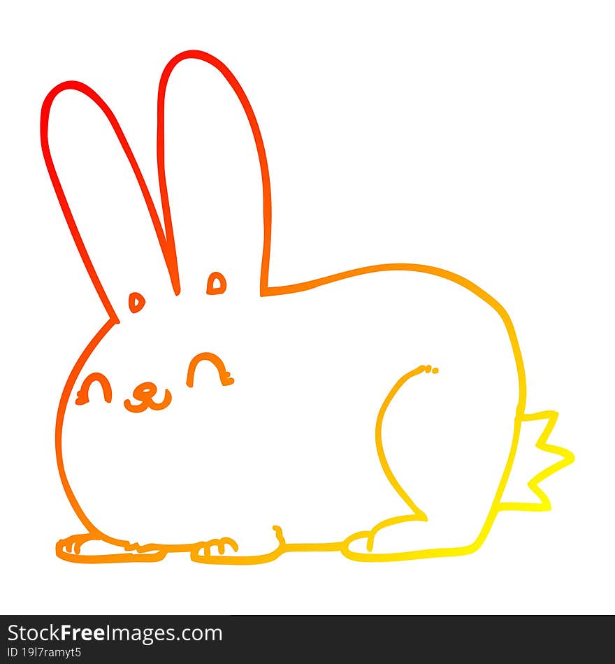 Warm Gradient Line Drawing Cartoon Rabbit