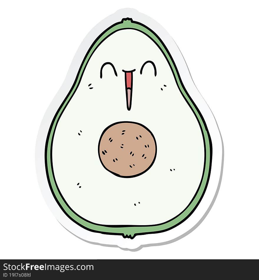 Sticker Of A Cartoon Happy Avocado