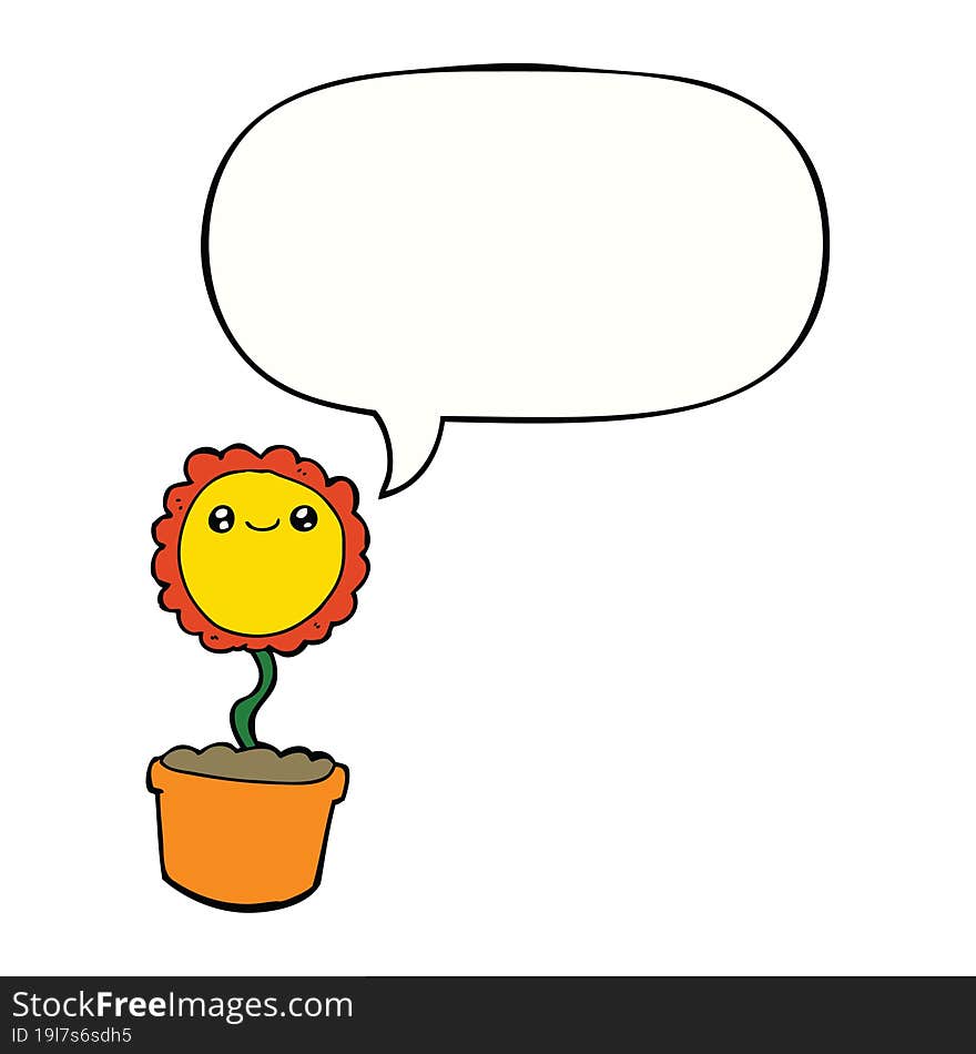 cartoon flower and speech bubble