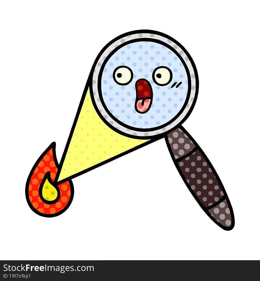 comic book style cartoon of a magnifying glass