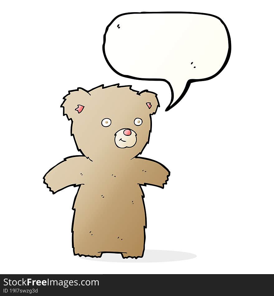 cartoon teddy bear with speech bubble