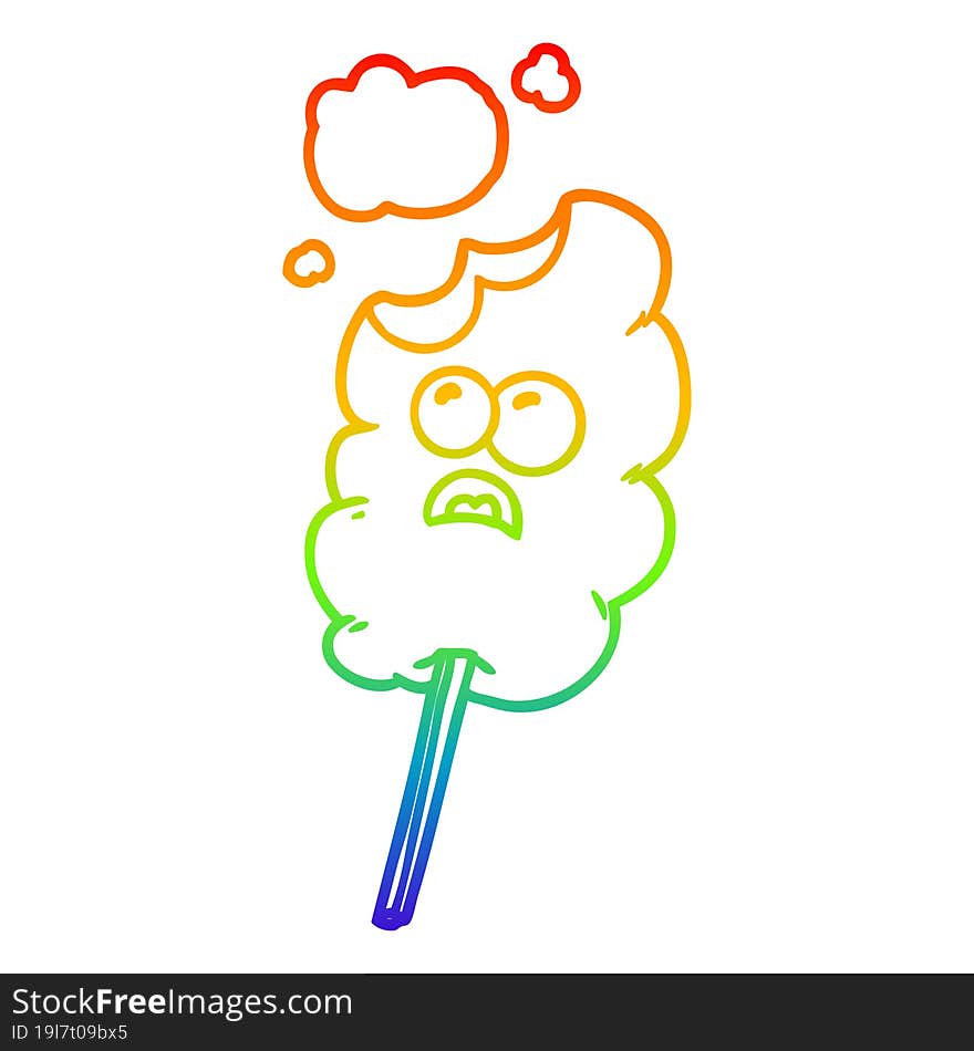 rainbow gradient line drawing of a cotton candy cartoon