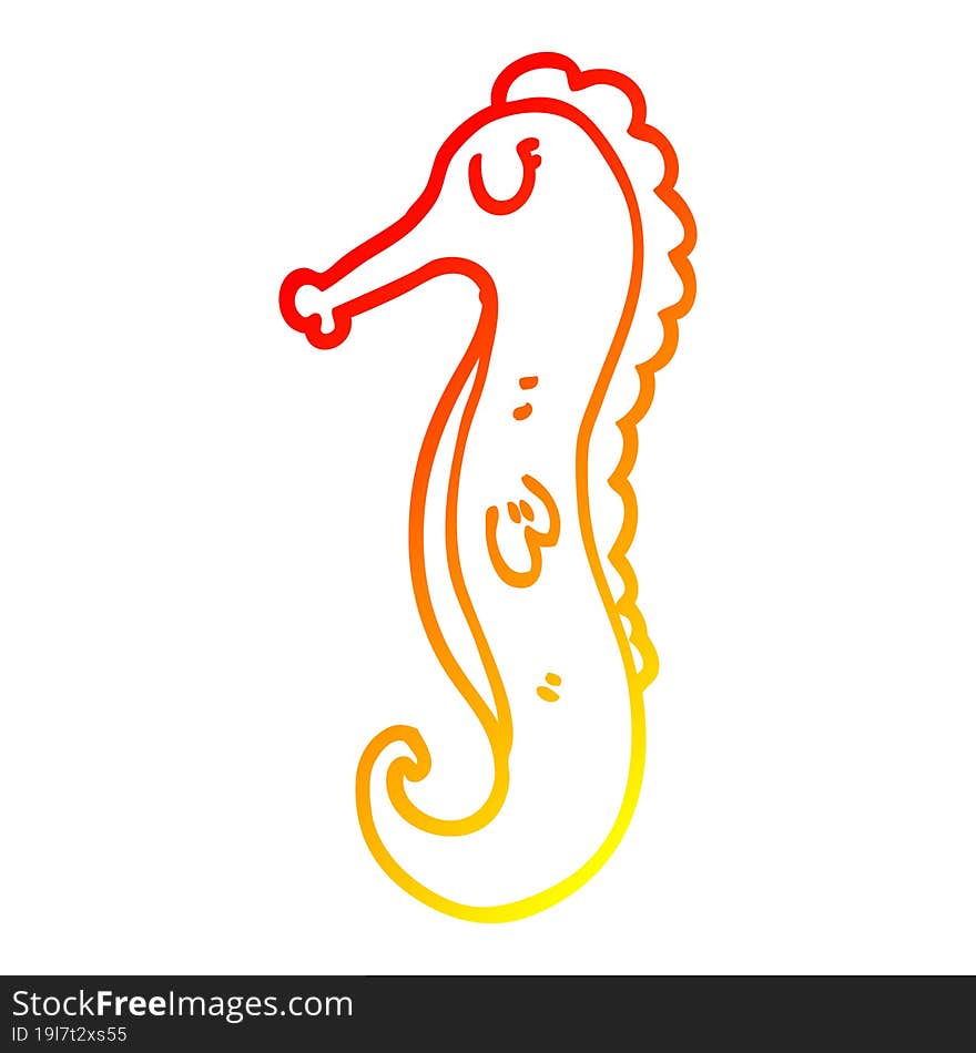 warm gradient line drawing cartoon sea horse