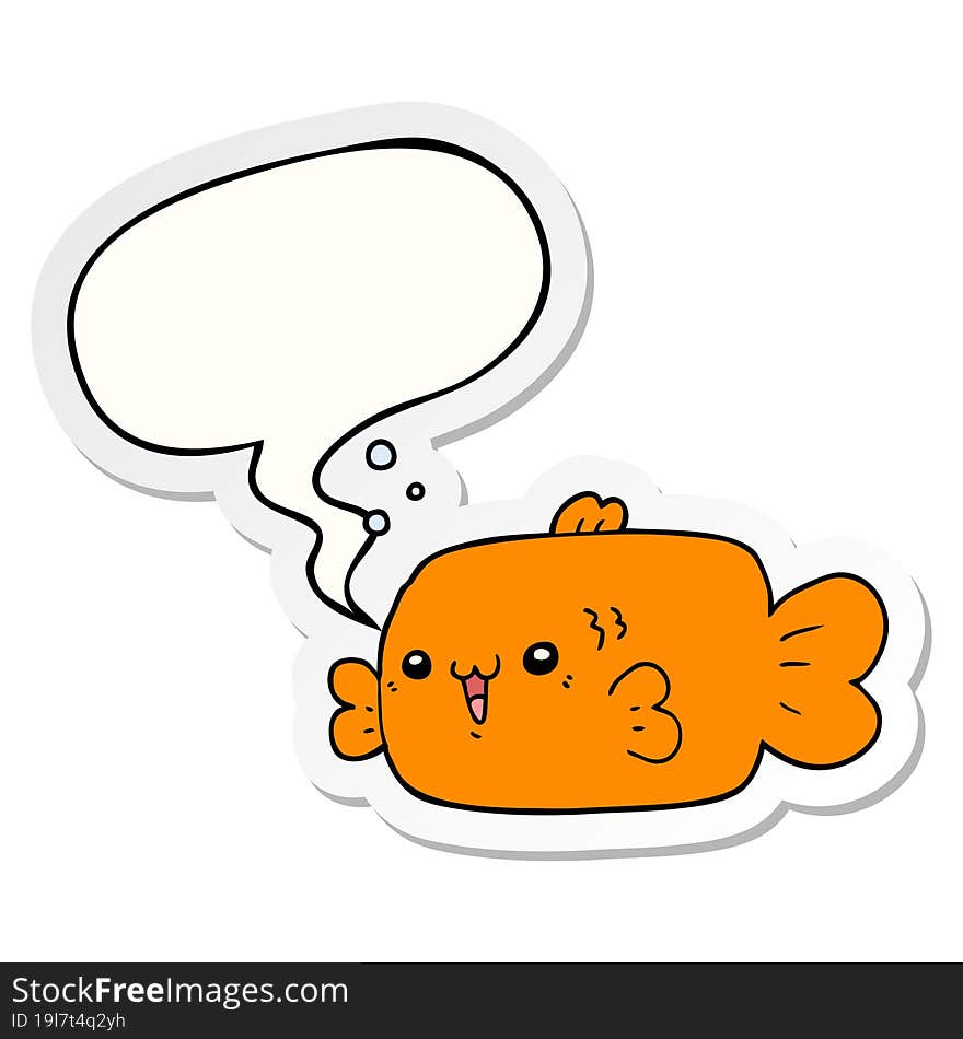 cartoon fish and speech bubble sticker