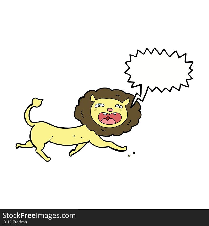 cartoon lion with speech bubble