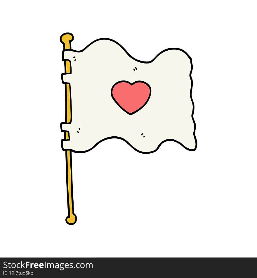 cartoon flag with love heart