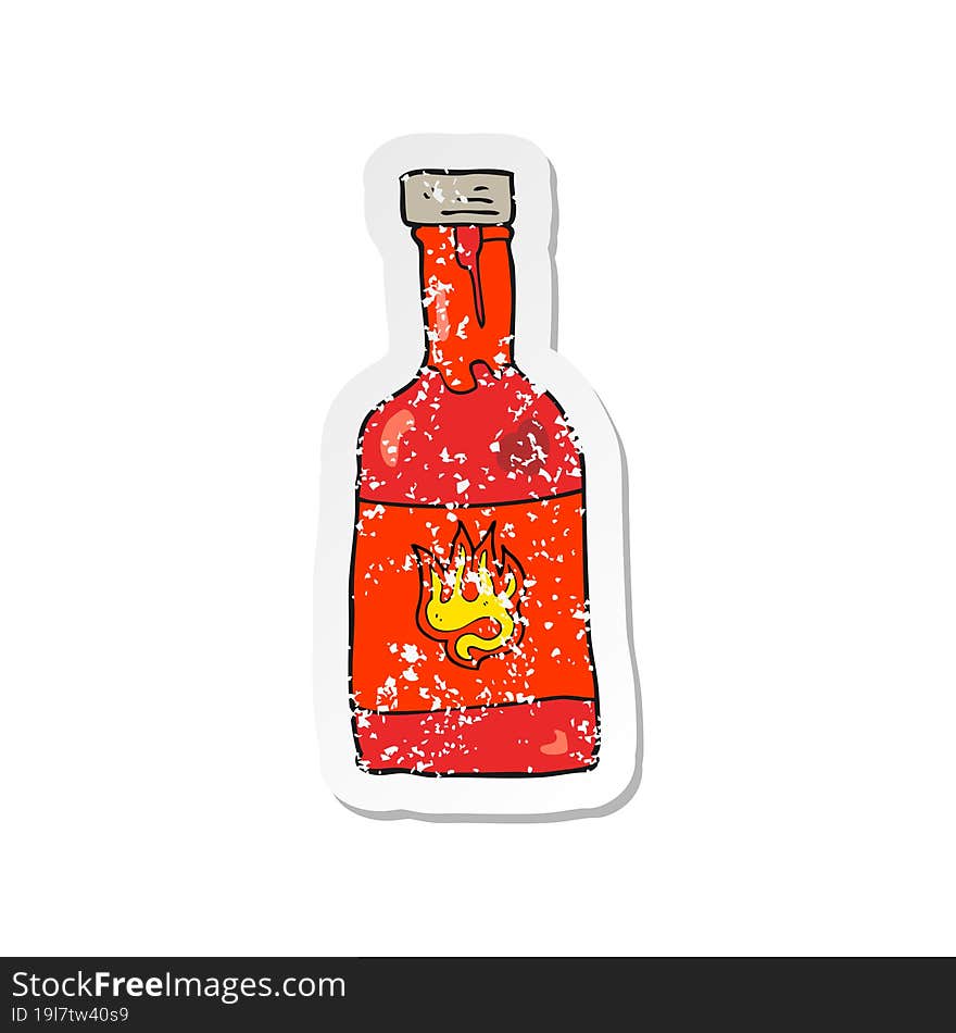 retro distressed sticker of a cartoon chili sauce