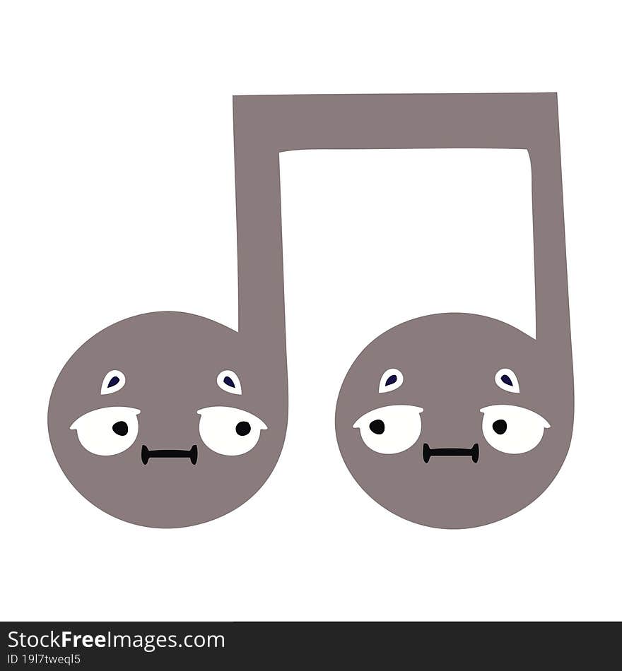 flat color retro cartoon musical note