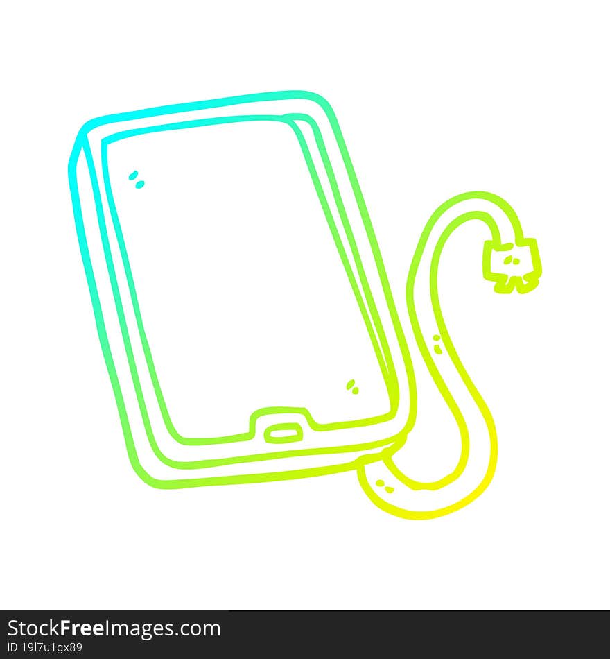 cold gradient line drawing cartoon computer tablet