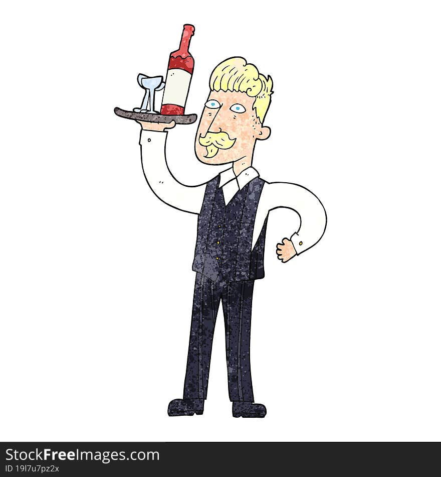 textured cartoon waiter