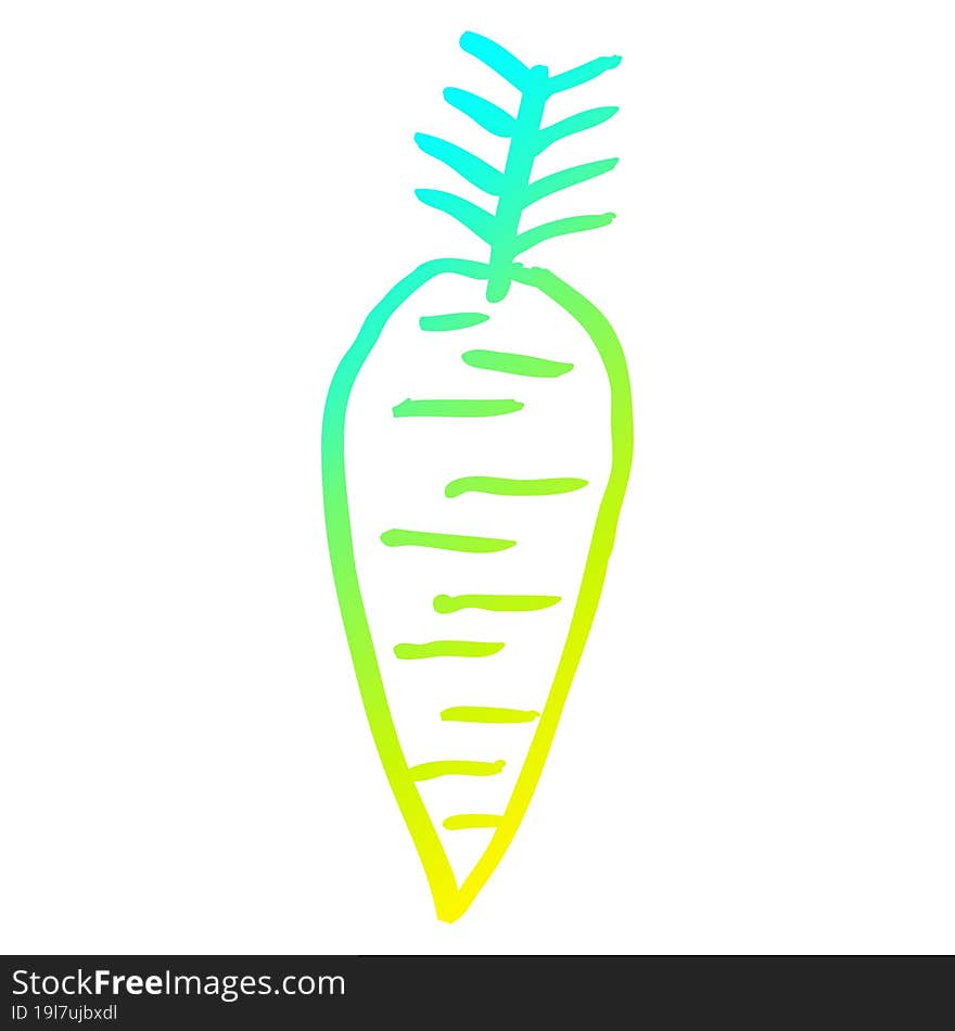 cold gradient line drawing cartoon yellow carrot