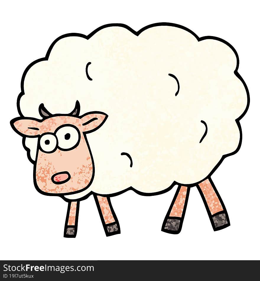 grunge textured illustration cartoon sheep