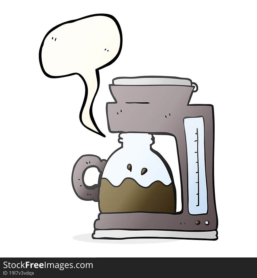 freehand drawn speech bubble cartoon coffee filter machine