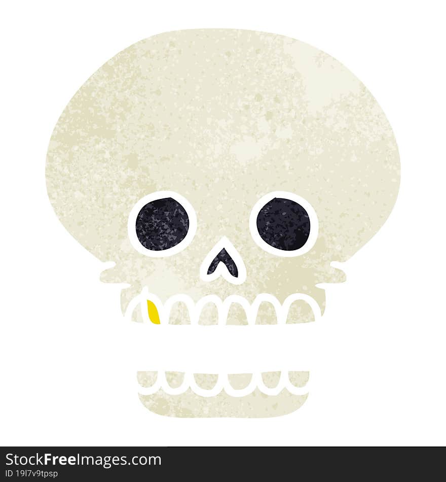 retro cartoon doodle of a skull head