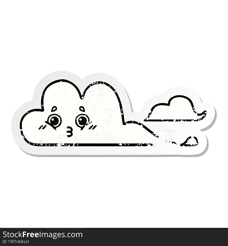 distressed sticker of a cute cartoon clouds