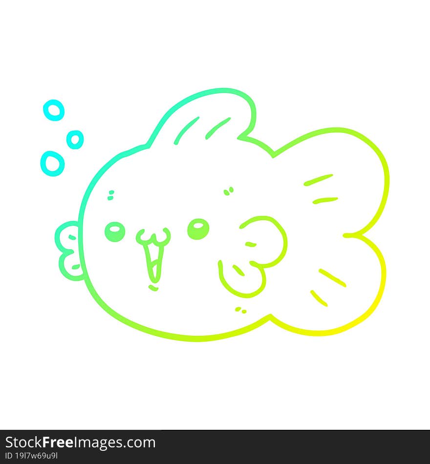 cold gradient line drawing cartoon fish