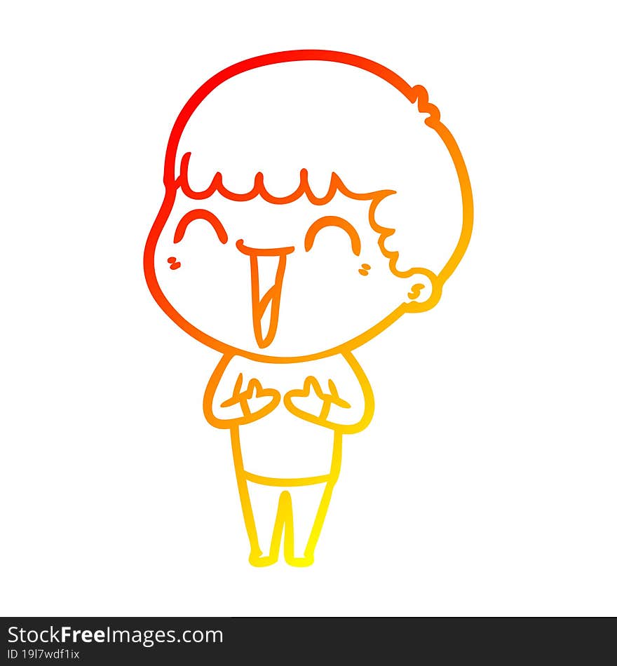 warm gradient line drawing of a cartoon happy man