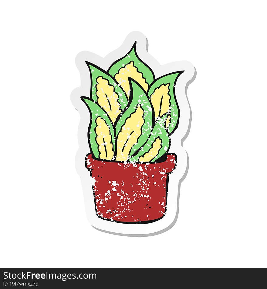 retro distressed sticker of a cartoon house plant