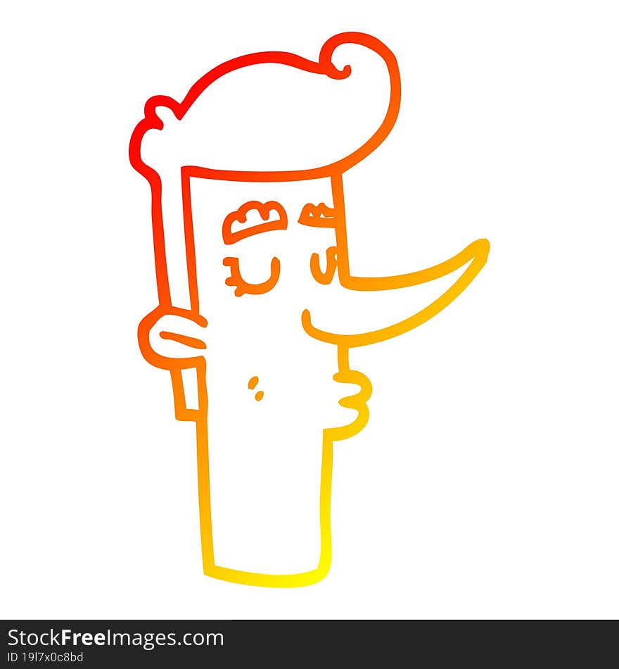 warm gradient line drawing cartoon arrogant man