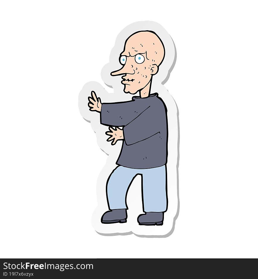 sticker of a cartoon mean looking man