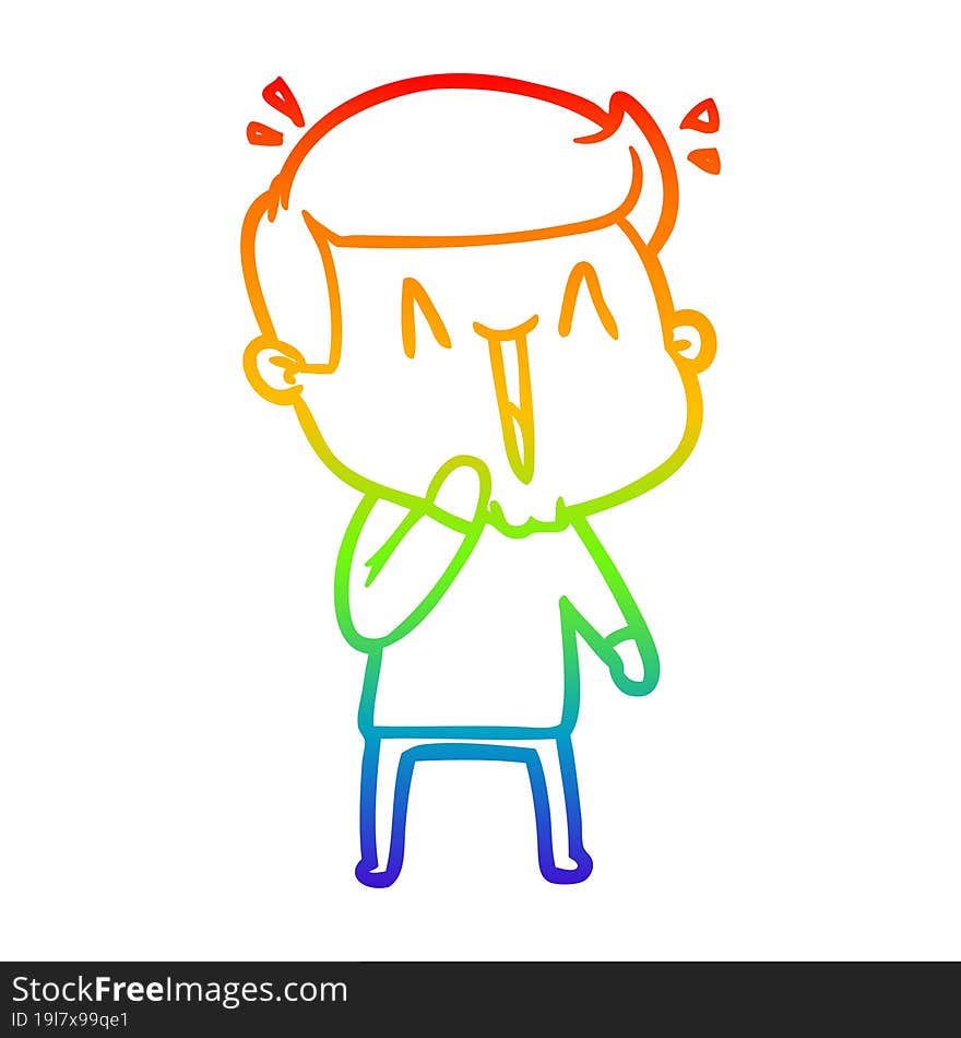 Rainbow Gradient Line Drawing Cartoon Excited Man