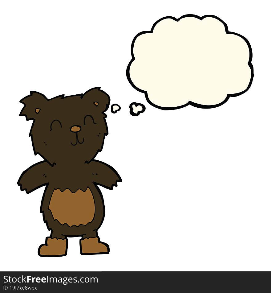 cartoon teddy black bear with thought bubble