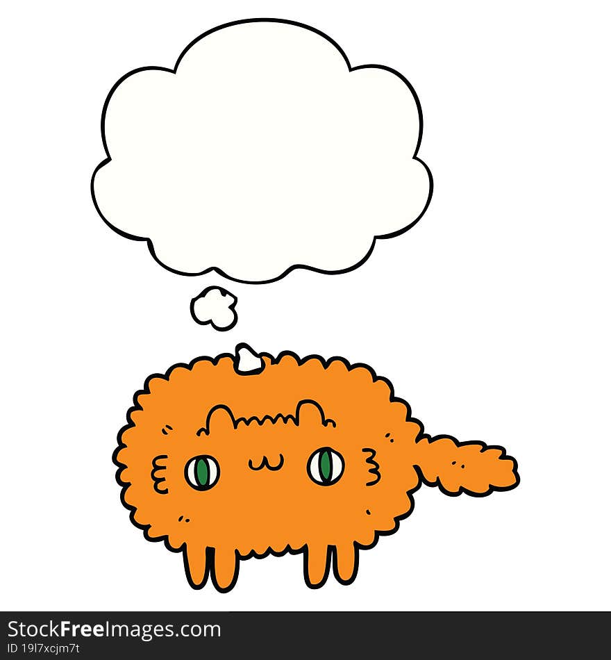 cartoon cat with thought bubble. cartoon cat with thought bubble