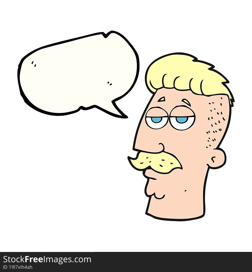 freehand drawn speech bubble cartoon man with hipster hair cut