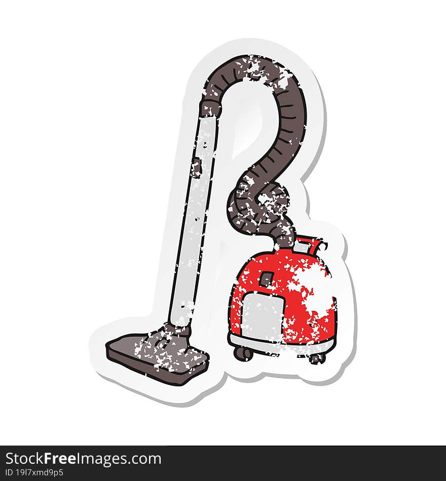 retro distressed sticker of a cartoon vacuum cleaner