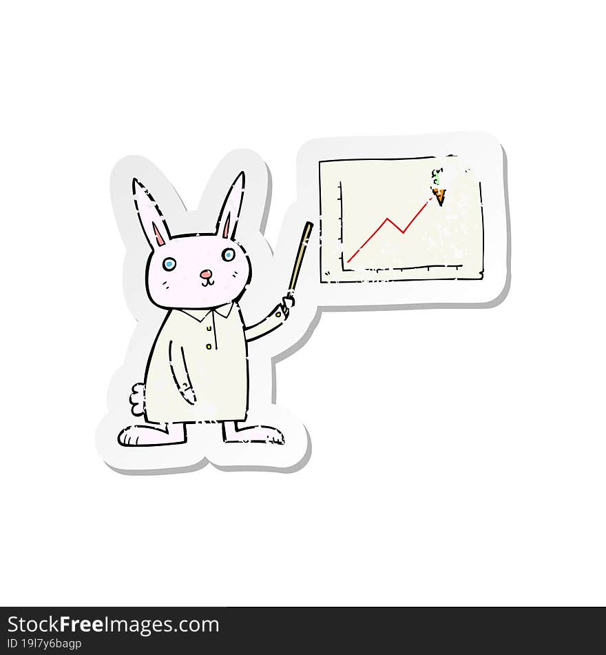 retro distressed sticker of a cartoon rabbit