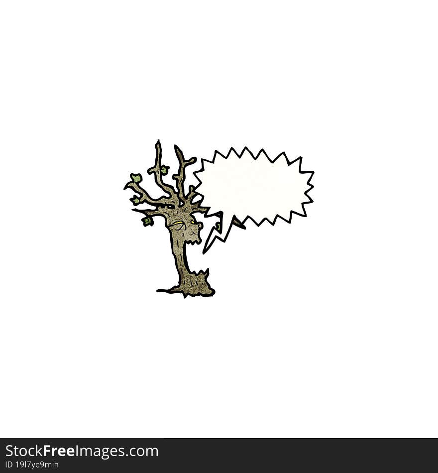 spooky halloween tree cartoon