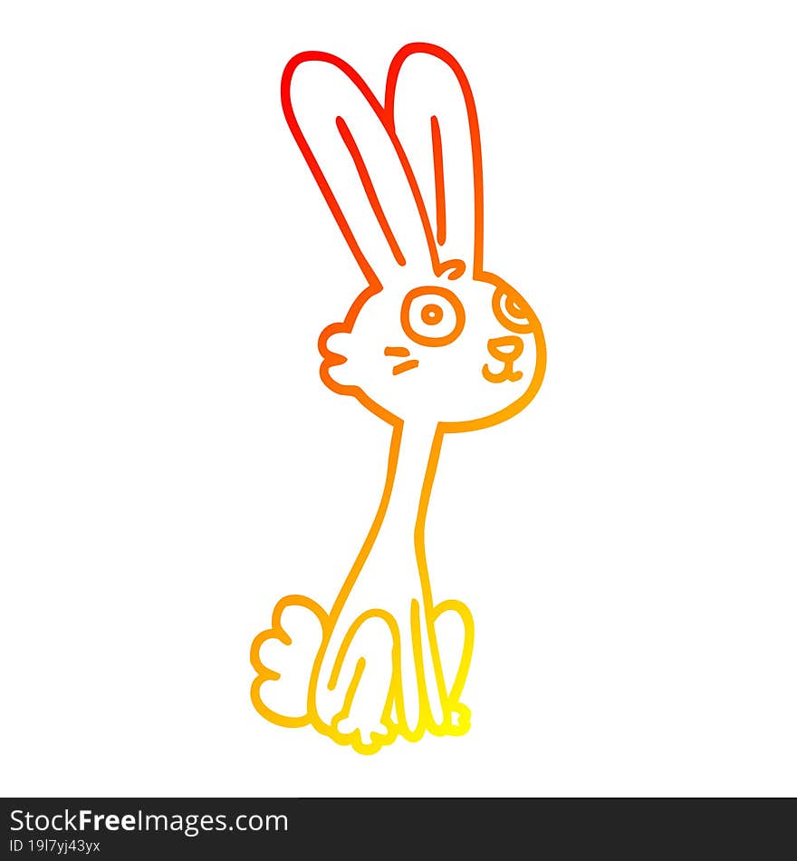 warm gradient line drawing cartoon rabbit