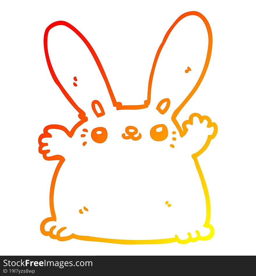 warm gradient line drawing of a cartoon rabbit