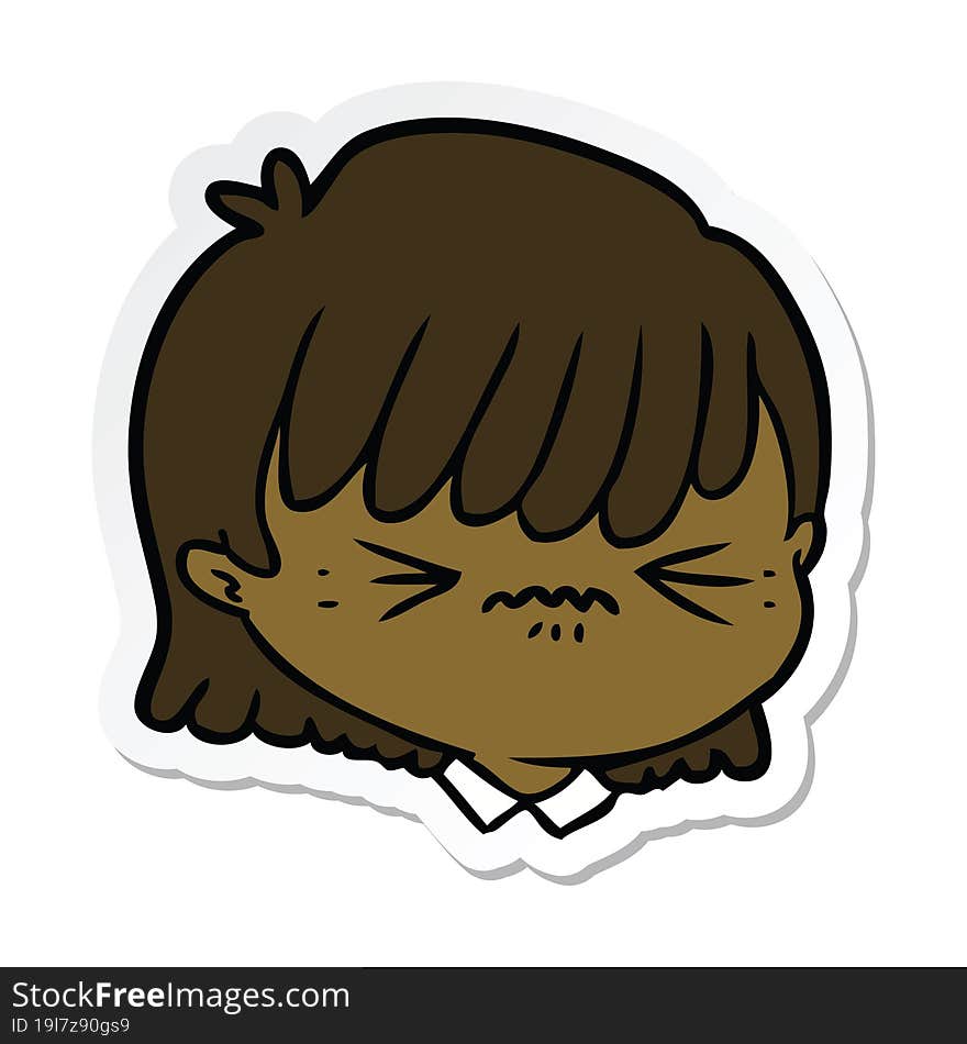 Sticker Of A Cartoon Female Face