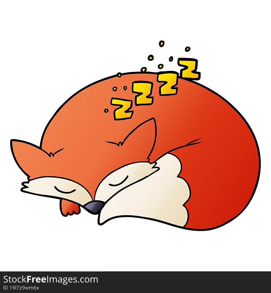 cartoon sleeping fox. cartoon sleeping fox