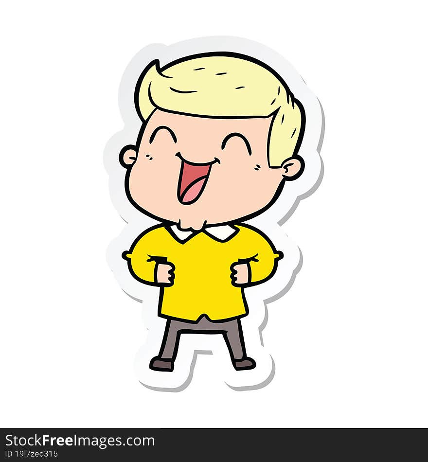 sticker of a cartoon man laughing