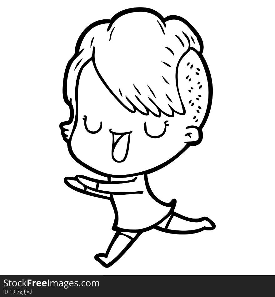 cute cartoon girl with hipster haircut. cute cartoon girl with hipster haircut