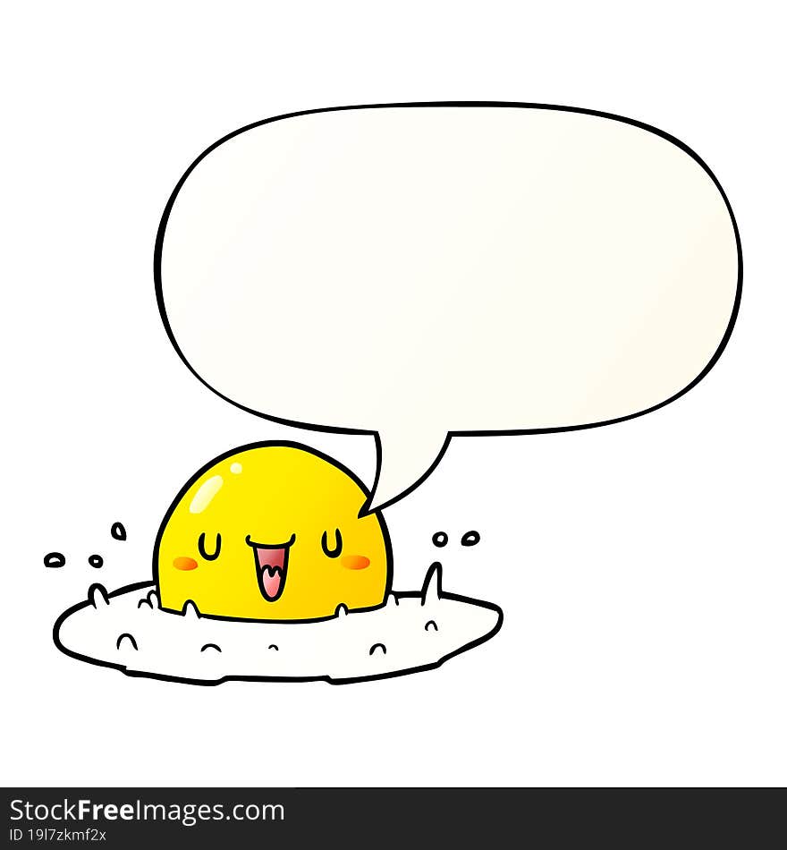 cartoon happy egg with speech bubble in smooth gradient style