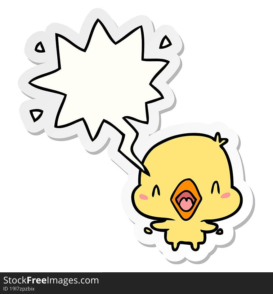 cartoon happy bird and speech bubble sticker