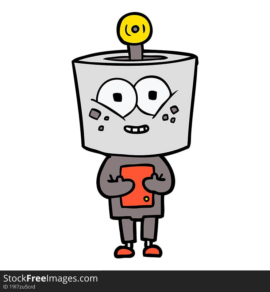 happy cartoon robot. happy cartoon robot