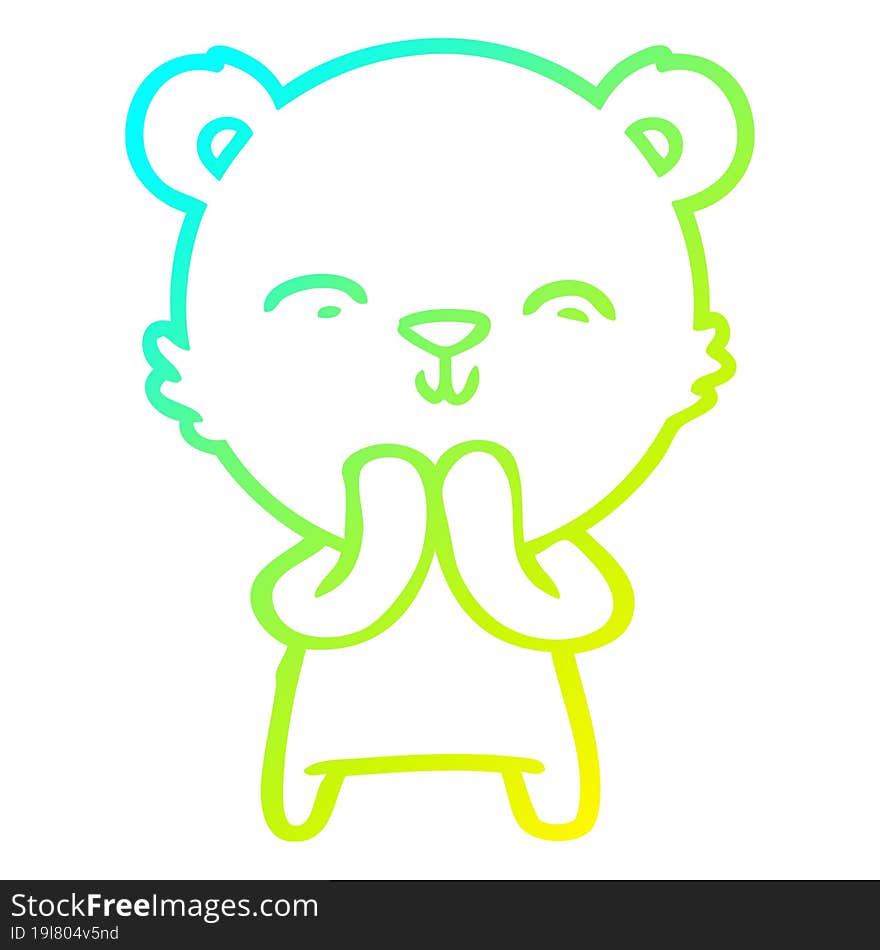 cold gradient line drawing happy cartoon polar bear