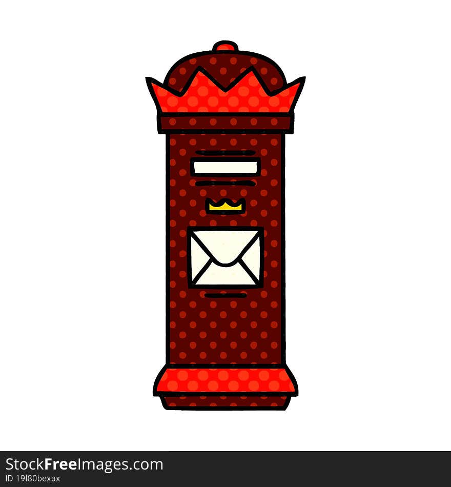 comic book style cartoon post box