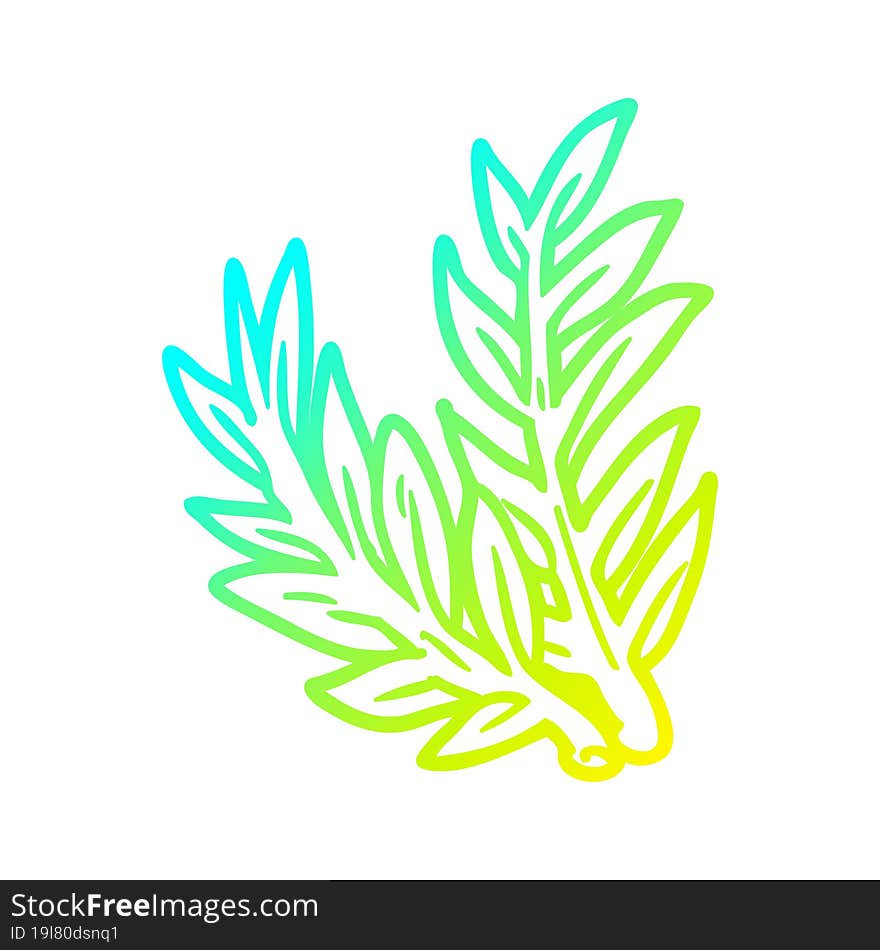 cold gradient line drawing Cartoon plant