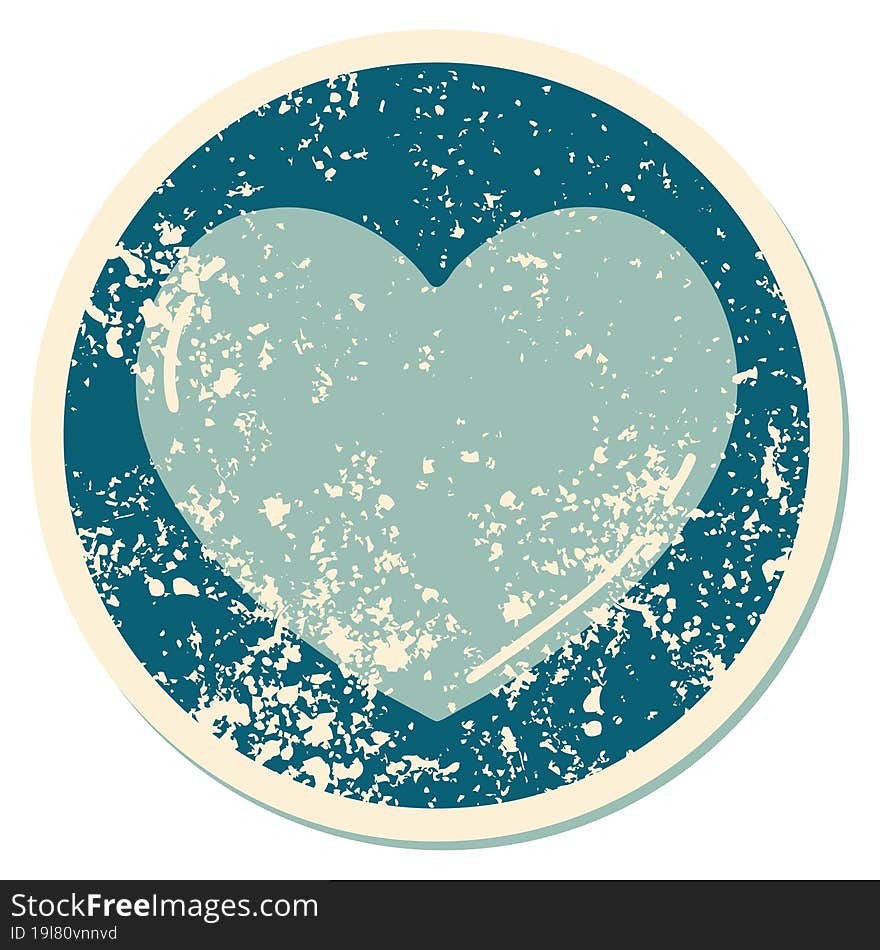 iconic distressed sticker tattoo style image of a heart. iconic distressed sticker tattoo style image of a heart